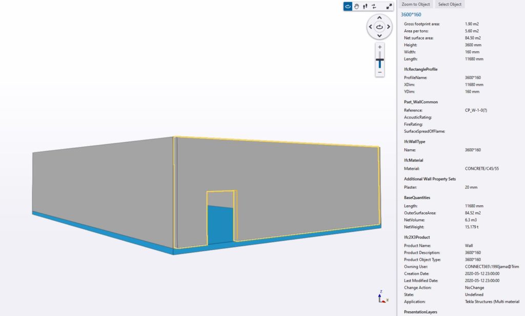 ifc model properties, ifcwall properties trimble connect