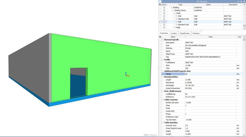 Ifc properties, ifc model BimVision