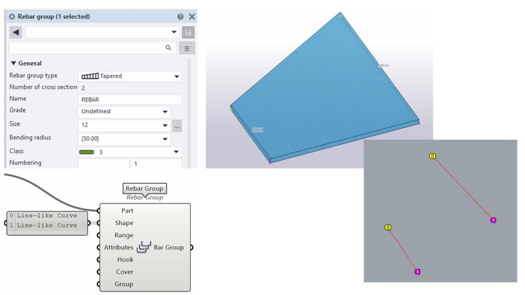 Tapered rebar group in Tekla with Grasshopper