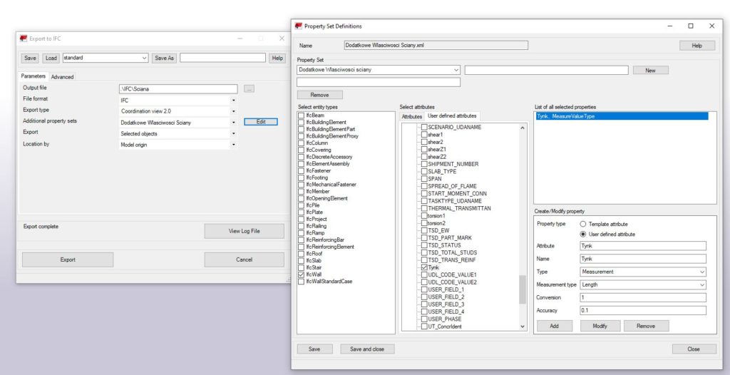 export ifc , property set