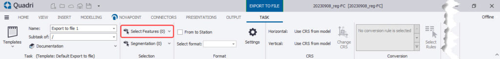 Select object to export in Quadri